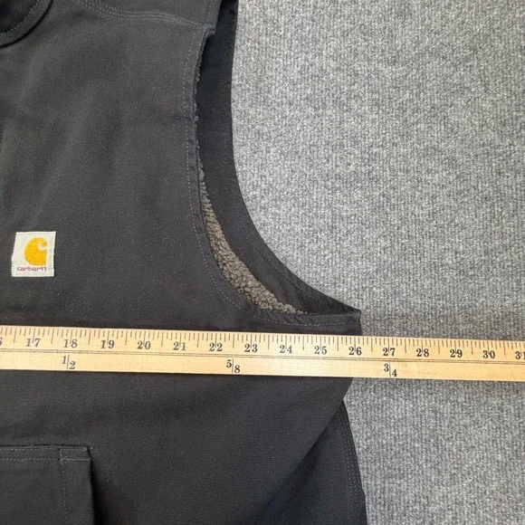 Carhartt Washed Duck Mock-Neck Vest Mens XL Loose Fit Black Canvas Sherpa Lined - Picture 6 of 12